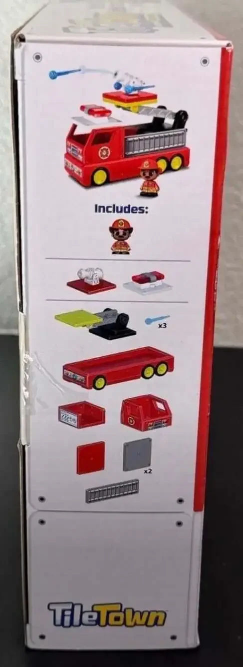 TileTown Fire Truck Lights & Sound Magnetic Tile Set